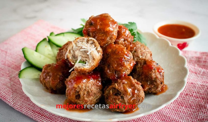 Albóndigas de Pollo tailandesas en la Freidora de Aire