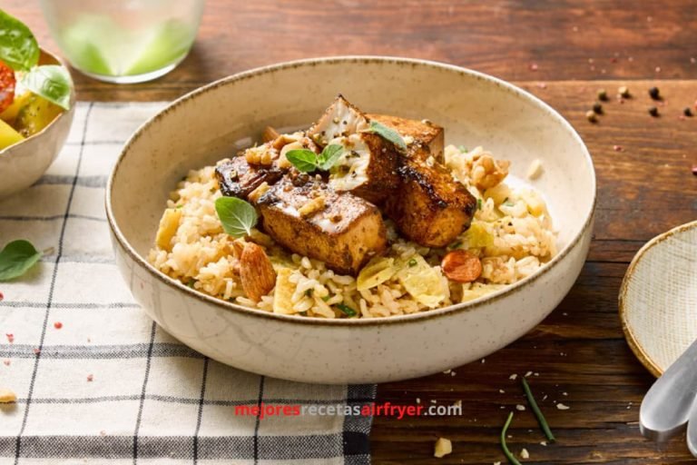 Arroz con Tofu y Sriracha Picante en la Freidora de aire