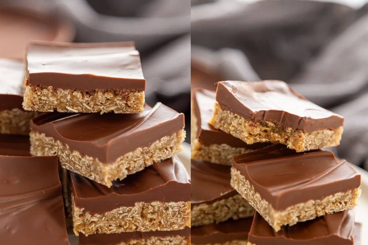 Barras de avena con chocolate y mantequilla de maní