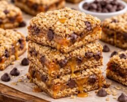Carmelitas de avena, chocolate y caramelo