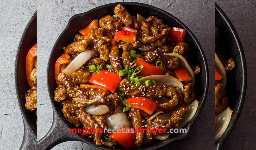 Carne Asiática en salsa dulce con Freidora de Aire 2 Carne Asiática en salsa dulce con Freidora de Aire