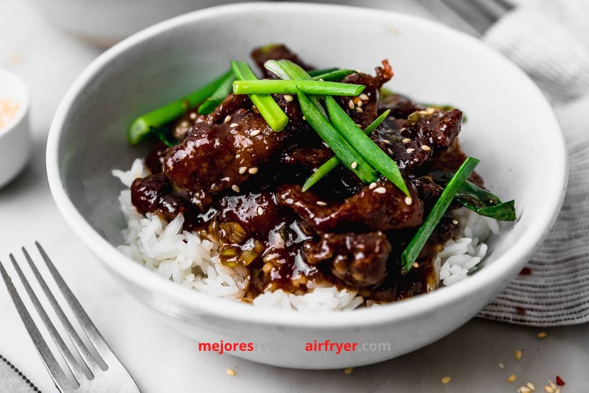 Carne de Res Estilo Mongol en la Freidora de Aire