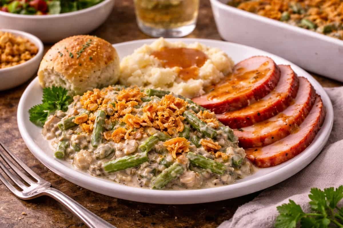 Cazuela cremosa de judías verdes al horno