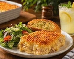 Cazuela de macarrones con atún cremosa y gratinada