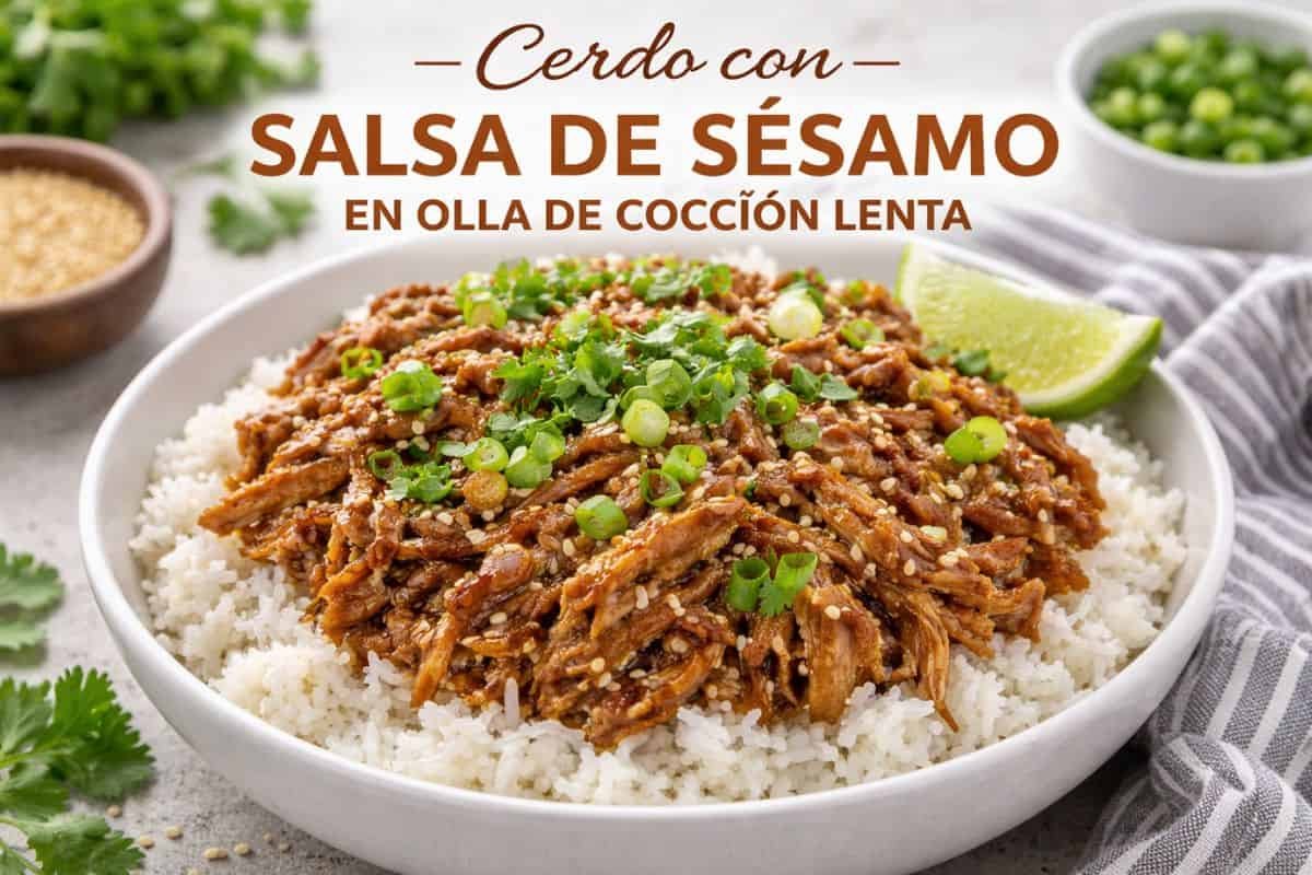 Cerdo con salsa de sésamo en olla de cocción lenta-1