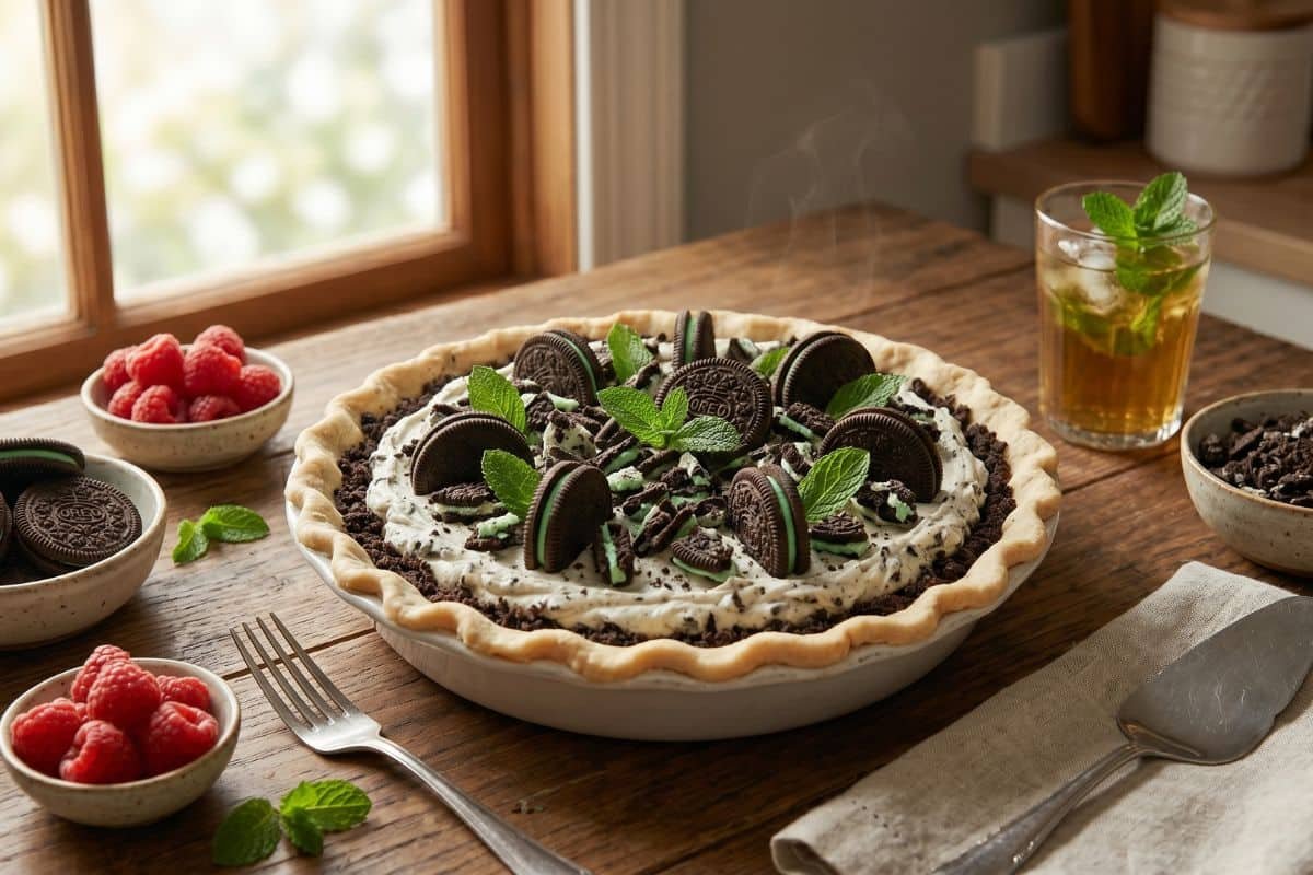 Cheesecake Oreo de menta sin horno fácil y cremoso