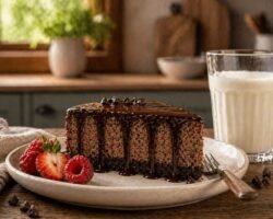 Cheesecake con brownie de chocolate sin horno