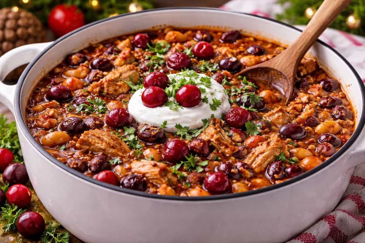 Chili de pavo y arándanos con un toque festivo