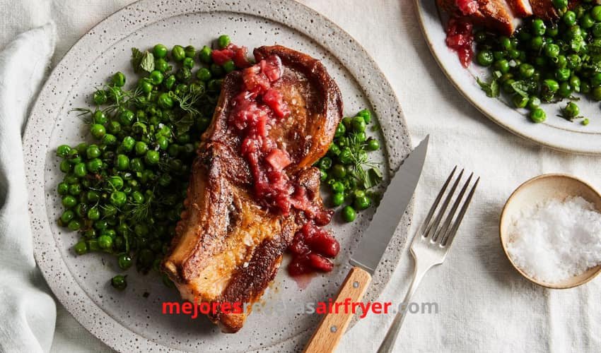 Chuletas de Cerdo con Ruibarbo en la Freidora de Aire
