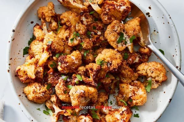 Coliflor asada en airfryer 6 Coliflor asada en freidora1