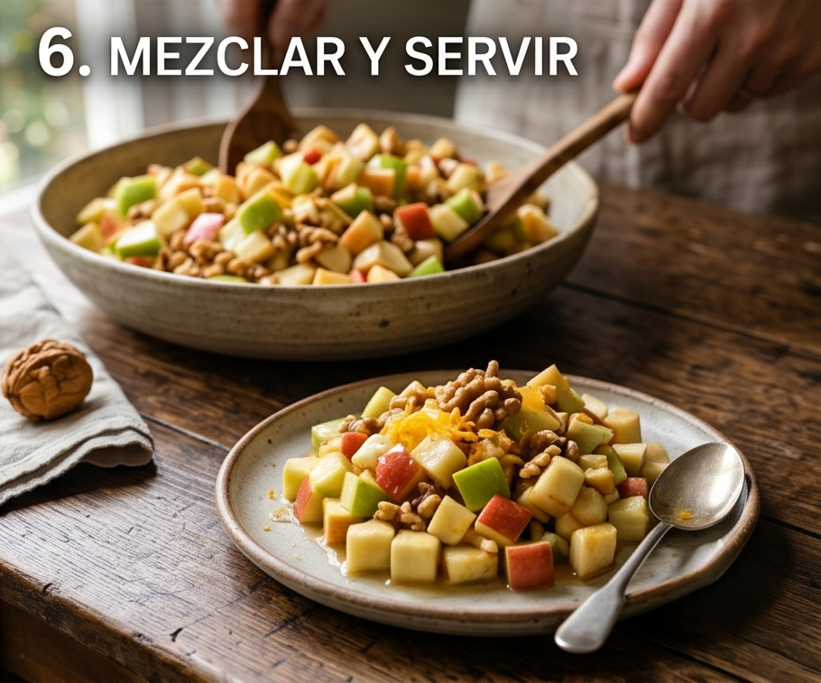 Cómo hacer esta refrescante ensalada de manzana y nueces1