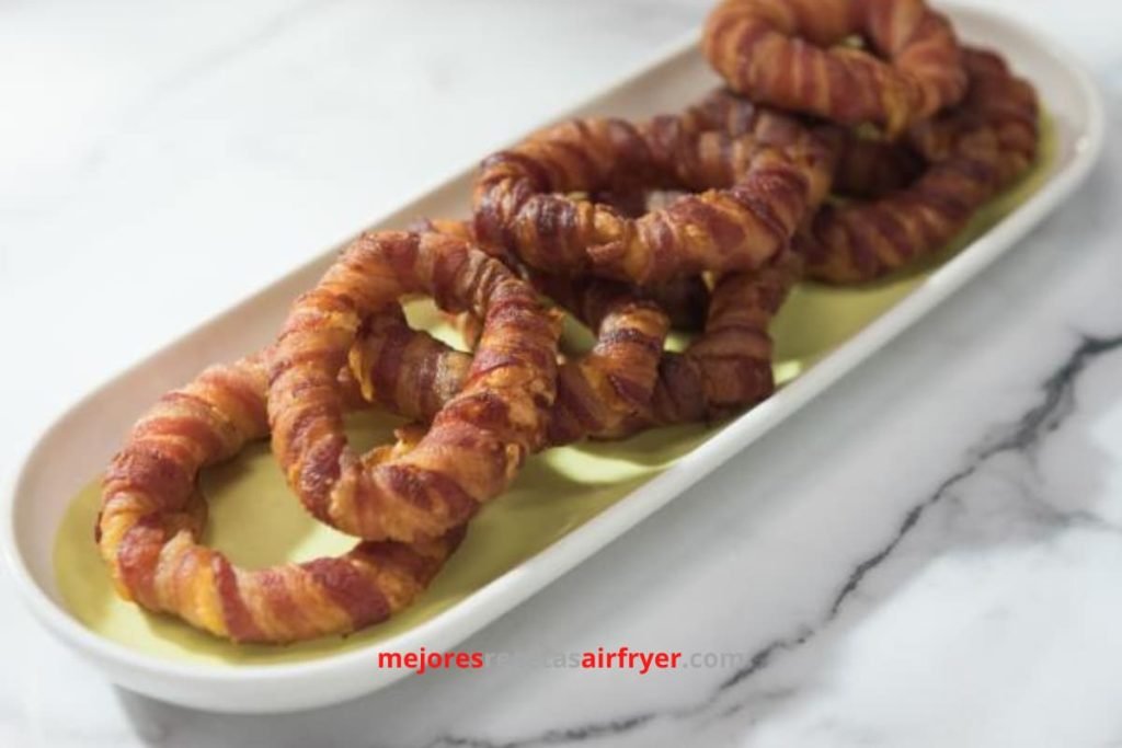 Cómo preparar Aros de Cebolla con Tocineta en la Freidora de Aire-2