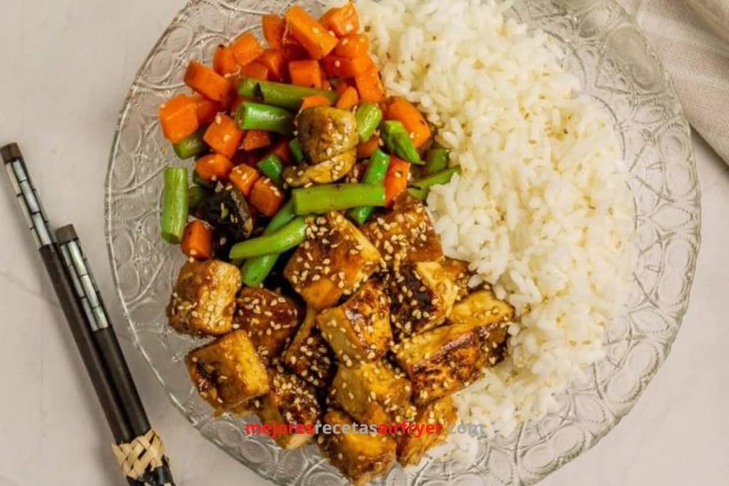 Cómo preparar Arroz con Tofu y Sriracha Picante en la Freidora de aire-1