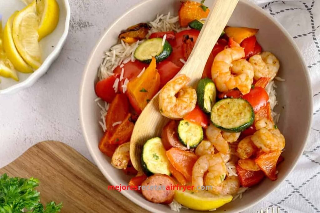 Recetas de Camarones Cajún con Salchicha en la Freidora de Aire 3 Cómo preparar Camarones Cajún con Salchicha en la Freidora de Aire-2