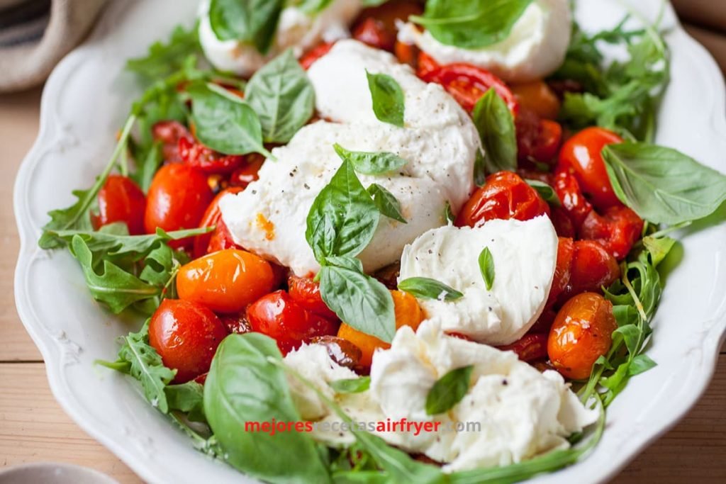 Ensalada Caprese de Requesón y Tomate en la Freidora de Aire 4 Cómo preparar Ensalada Caprese de Requesón y Tomate en la Freidora de Aire-3