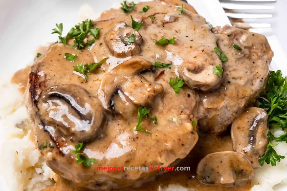 Cómo preparar Lomo de Cerdo con Salsa de Champiñones en la Freidora de Aire-1