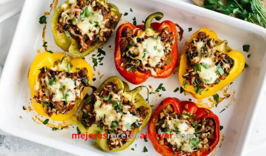 Receta Pimientos Rellenos de carne con la Freidora de Aire 2 Cómo preparar Pimientos Rellenos en la Freidora de Aire