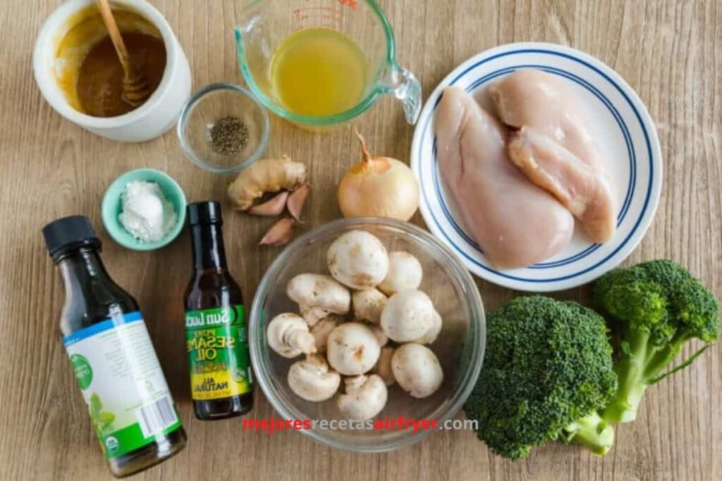 Trozitos de POLLO con Champiñones en la Freidora de Aire 2 Cómo preparar Trozitos de POLLO con Champiñones en la Freidora de Aire-1