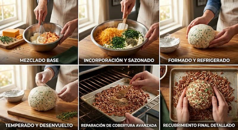 Bola de queso clásica con nueces crujientes 2 Cómo preparar bola de queso clásica paso a paso