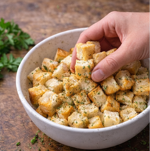 Cómo preparar crutones crujientes en la freidora de aire3