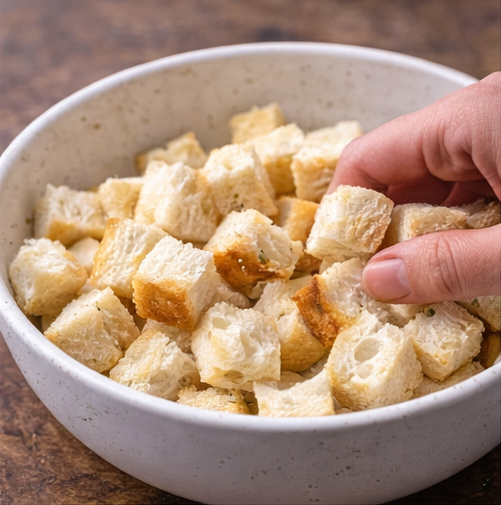 Cómo preparar crutones crujientes en la freidora de aire5