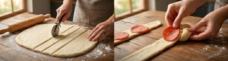 Cómo preparar nudos de pepperoni paso a paso5