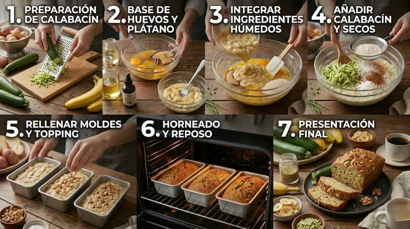 Cómo preparar pan de calabacín y plátano paso a paso