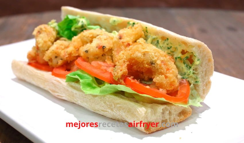 Cómo preparar receta de Sándwich Po'Boy de Camarón con Coco en la Freidora de Aire