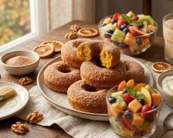 Donas de calabaza con canela y azúcar al horno