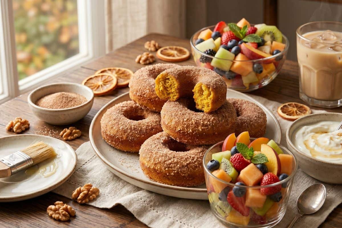 Donas de calabaza con canela y azúcar al horno