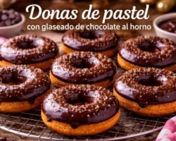 Donas de pastel con glaseado de chocolate al horno
