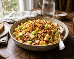 Ensalada de manzana y nueces crujiente y con un toque cítrico