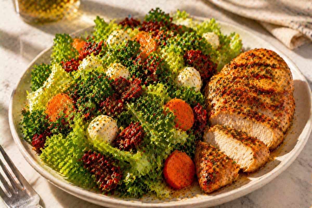 Ensalada italiana de col rizada con vinagreta de limón y ajo