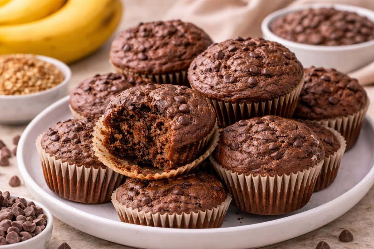 Muffins de quinoa con plátano y chocolate