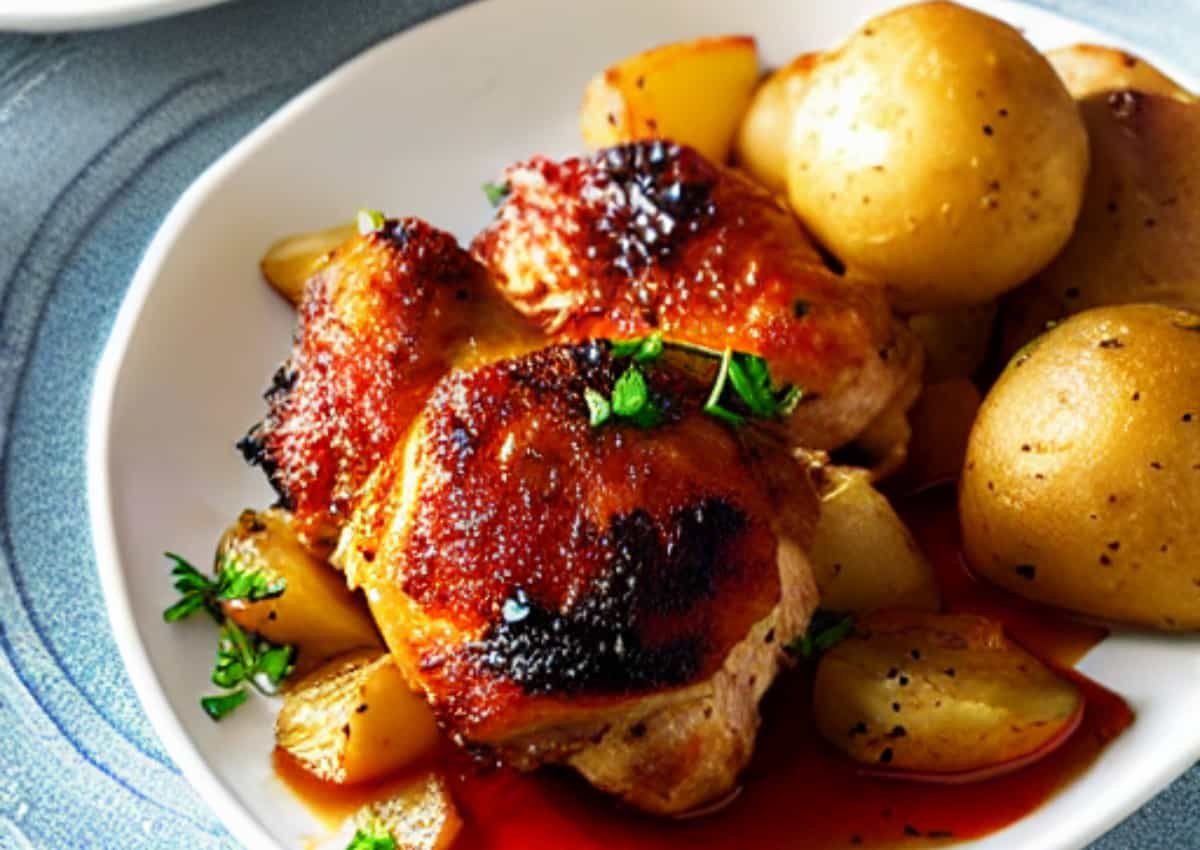 Muslos de Pollo con Papas Criollas en la Freidora de Aire