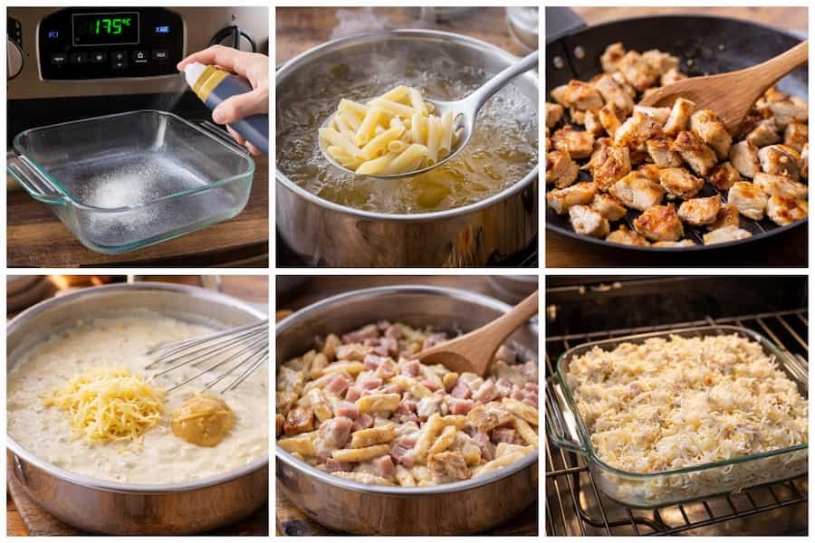 Paso a paso de la receta Pasta con pollo Cordon Bleu cremosa al horno