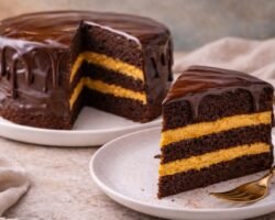 Pastel de chocolate con crema de calabaza