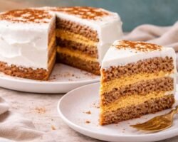 Pastel de especias con mousse de calabaza al horno