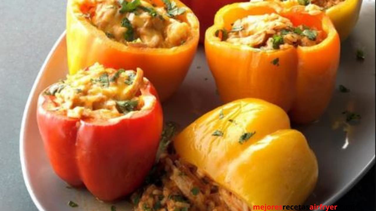 Pimientos Rellenos con Pollo y Pesto Air-Fryer
