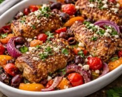 Pollo mediterráneo con verduras al horno