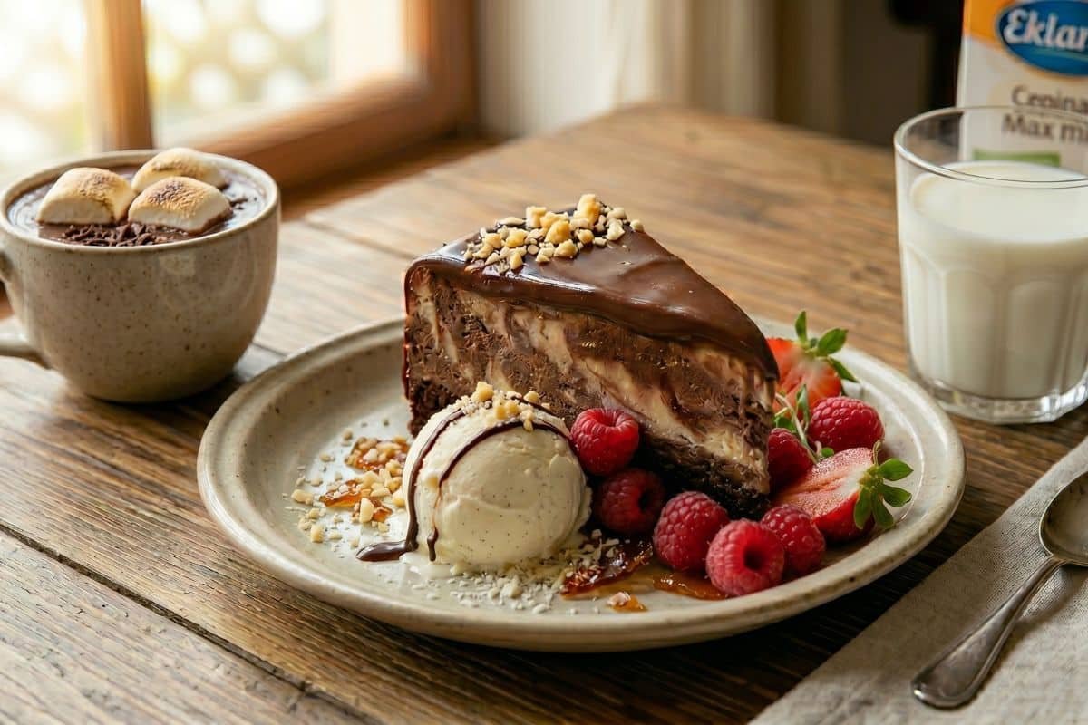 Portada receta Cheesecake con brownie de chocolate sin horno