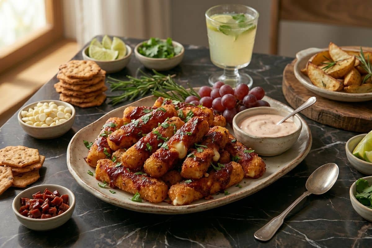 Palitos de mozzarella con chipotle al horno