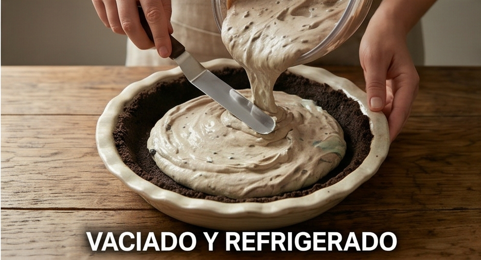 Preparación cheesecake Oreo de menta2