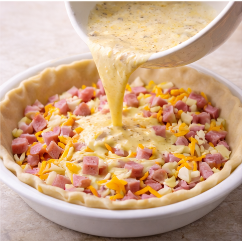 Preparación quiche de jamón y queso3
