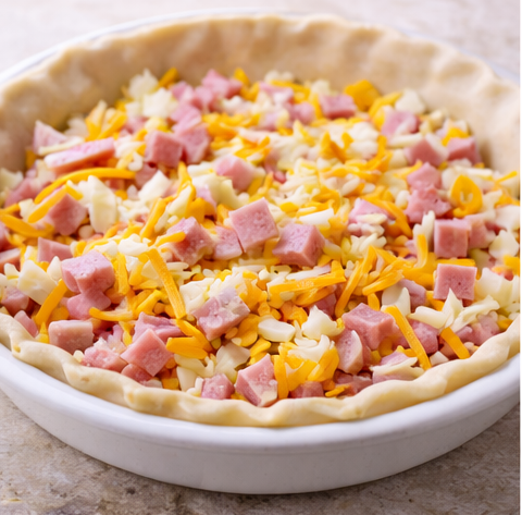 Preparación quiche de jamón y queso5