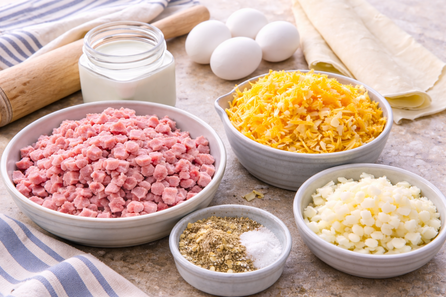 Preparación quiche de jamón y queso7