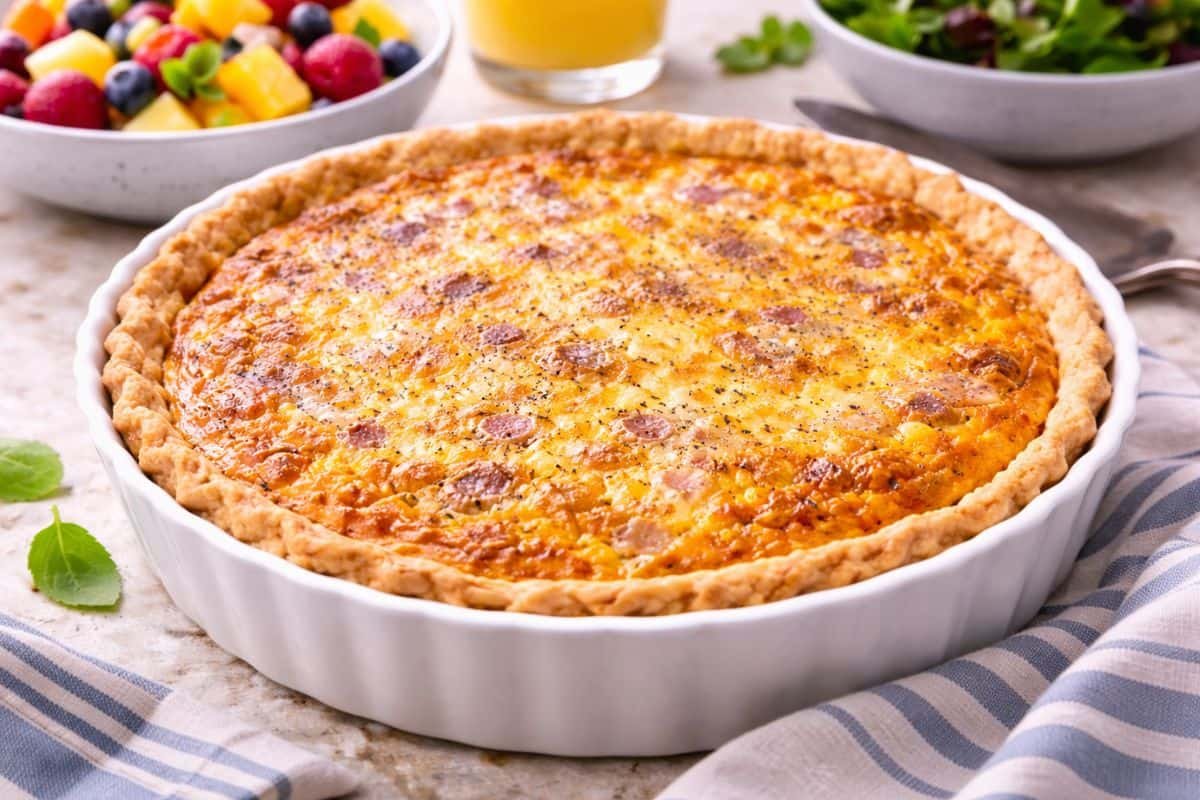 Quiche de jamón y queso al horno