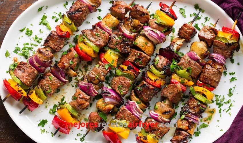 Receta de Brochetas de Carne con Jengibre Picante en la Freidora de Aire