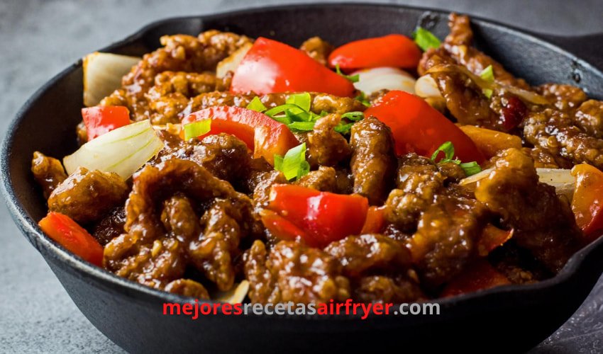 Receta de Carne Asiática en salsa dulce con Freidora de Aire
