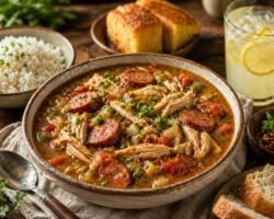 Recetas Sopa de pollo y salchicha en olla de cocción lenta